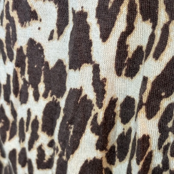 🎁 Elie Tahari Brown Leopard Print Babydoll Silk Cashmere Cardigan Sweater - Picture 5 of 6